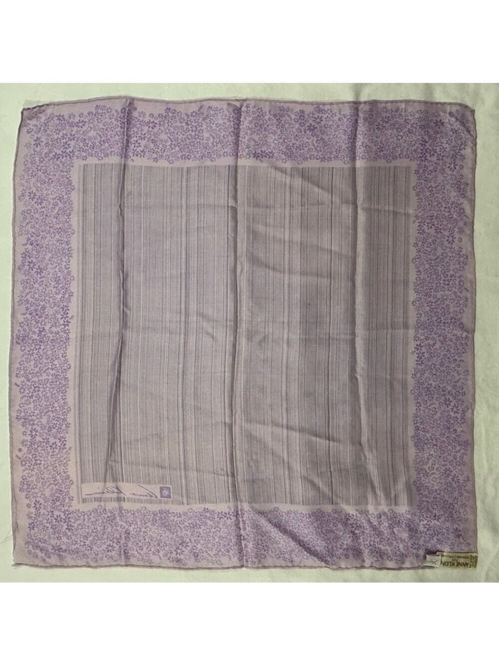 Anne Klein x Saks Fifth Avenue Purple Floral Border Scarf - Picture 2 of 8